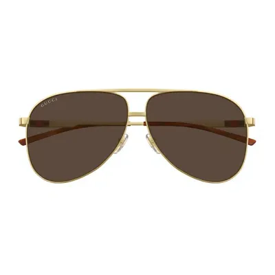 Gucci Gg1677s Linea Web 002 Gold Brown Sunglasses In Oro