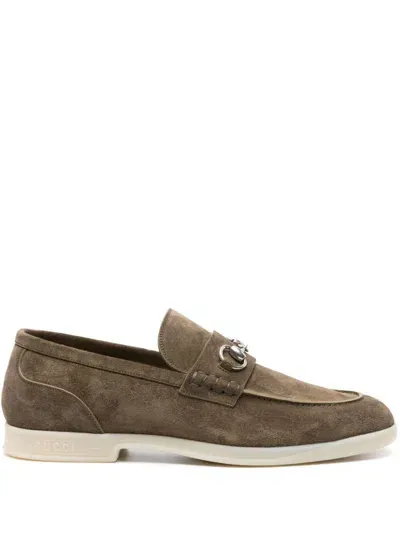 Gucci Konrad Suede Loafers In Neutrals