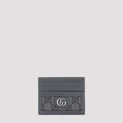 Gucci Grey Black Gg Supreme Polyurethane Card Case