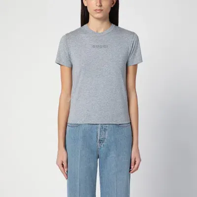 Gucci Grey Mélange Cotton T-shirt In Blue