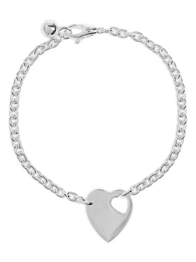 Gucci Heart-charm Chain-kink Bracelet In 银色