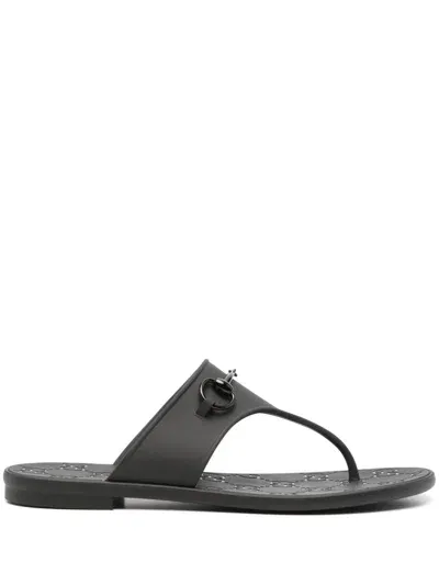 Gucci Minorca Rubber Thong Sandals In Black