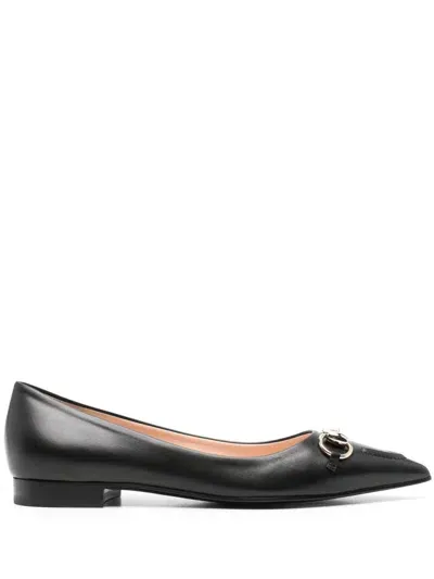 Gucci Horsebit-embellished Ballerina Shoes In Black