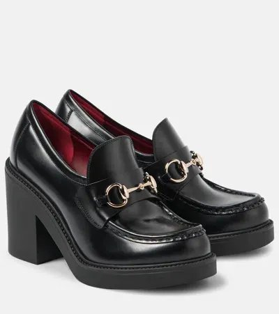 Gucci Horsebit Leather Loafer Pumps In Black