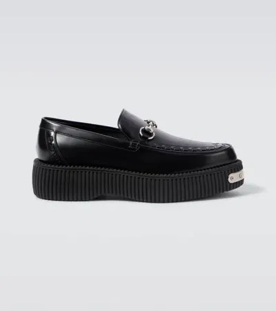 Gucci Horsebit Leather Platform Loafers In Black