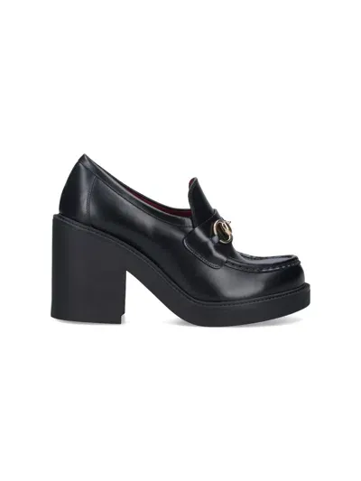 Gucci "horsebit" Platform Loafers In Black  