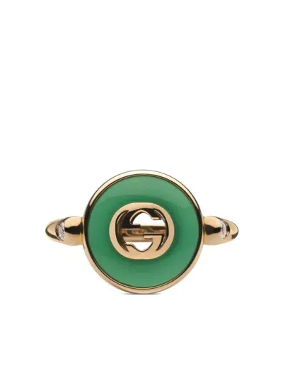 Gucci Interlocking G Ring In Green