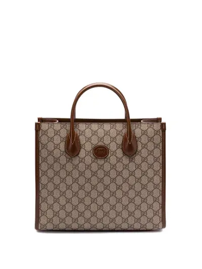 Gucci `interlocking Gg` Small Tote In Brown