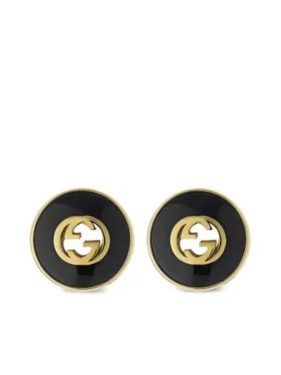 Gucci Interlocking Stud Earrings In Yellow Gold