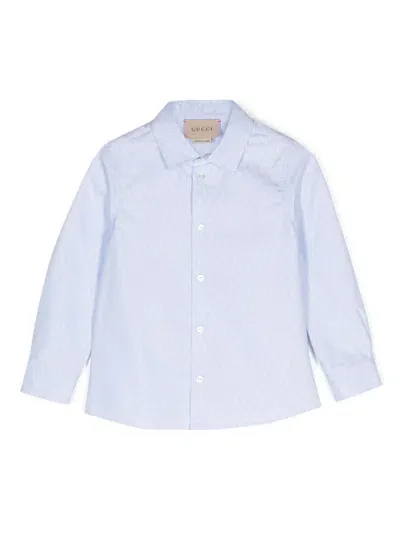 Gucci Babies' Jacquard Logo Shirt In Blue