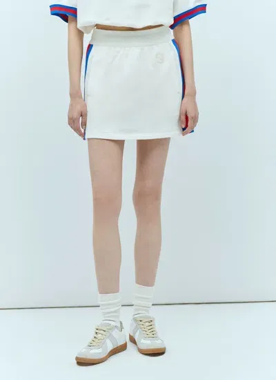 Gucci Jersey Mini Skirt With Web Stripe In White