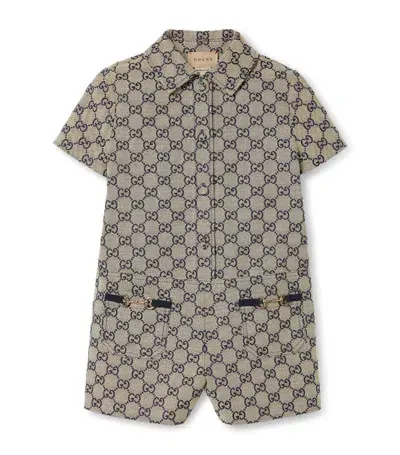 Gucci Kids Original Gg Canvas Playsuit (4-12 Years) In Brown