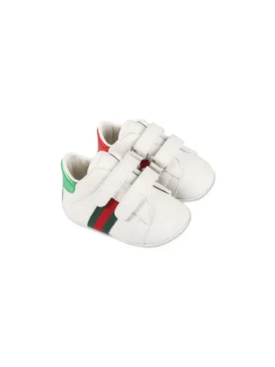 Gucci Baby Leather Ace Trainers In White