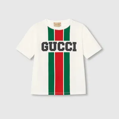 Gucci Kids' Printed Cotton T-shirt In New White/mc