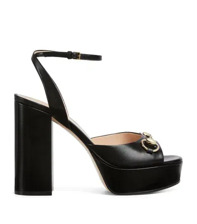 Gucci Leather Horsebit Heeled Sandals 85 In Black