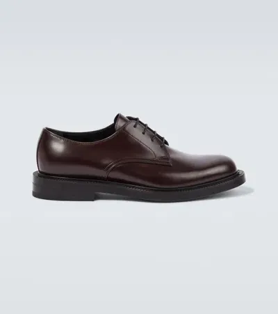 Gucci Leather Oxford Shoes In Red