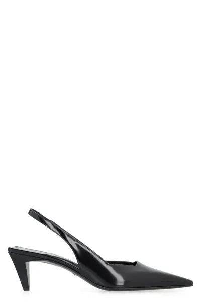 Gucci Leather Slingback Pumps In Black