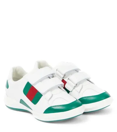 Gucci Kids' Leather Sneakers In Eme Gr W