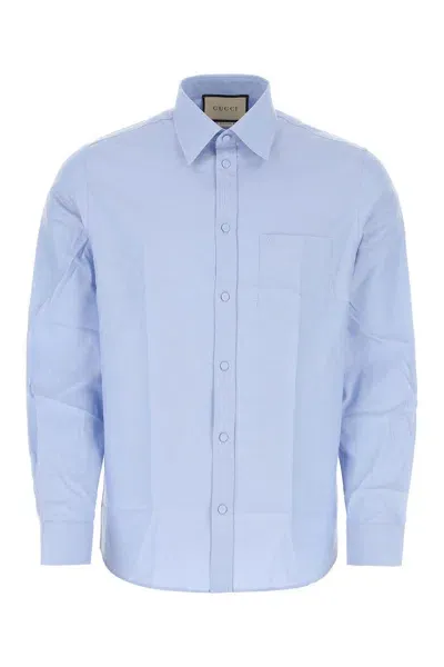 Gucci Light-blue Poplin Shirt In Light Blue