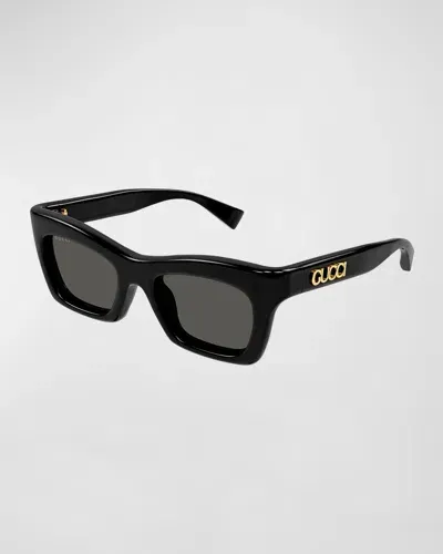 Gucci Logo Acetate Cat-eye Sunglasses In Crl