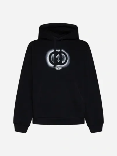 Gucci Logo-printed Cotton Hoodie In Black