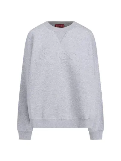 Gucci Logo Crewneck Sweatshirt In Gray