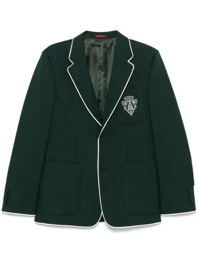 Gucci Logo-embroidered Blazer In Green