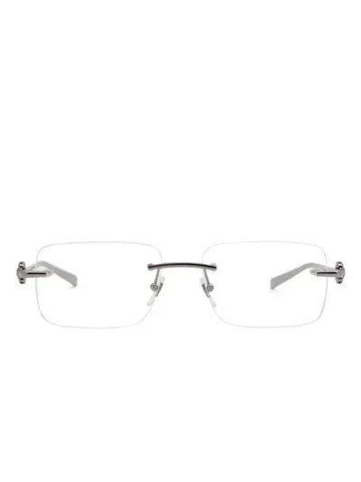 Gucci Logo-engraved Rimless Glasses In Silber