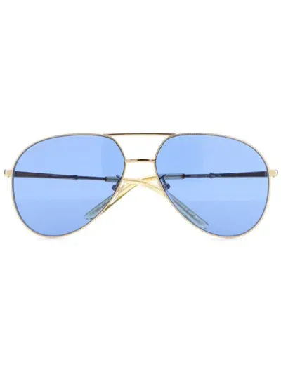 Gucci Logo-engraved Sunglasses In Blue