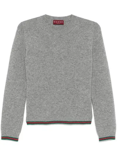 Gucci Long Sleeve Crew-neck Top In Gray