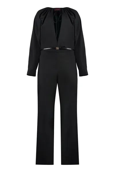 Gucci Long Wool Jumpsuit In Black