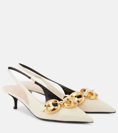 Gucci Marina Patent Leather Pumps In White