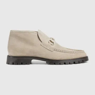 Gucci Horsebit Suede Desert Boots In Oatmeal