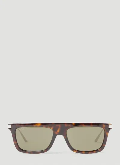 Gucci Men Tortoiseshell Rectangular Sunglasses In Brown