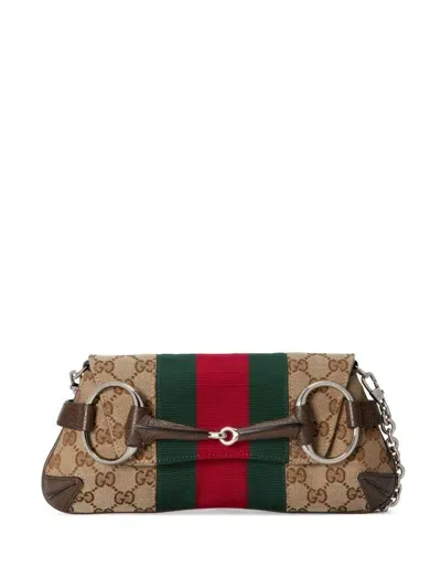 Gucci Neutral Horsebit Chain Small Shoulder Bag In Neutrals