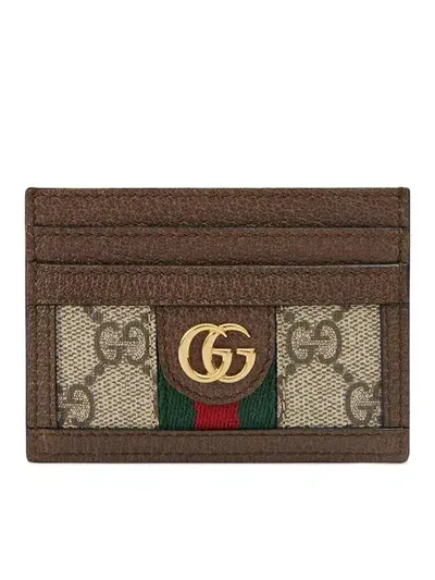 Gucci Ophidia Card Holder In Nude & Neutrals