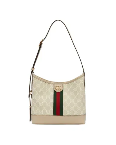 Gucci Small Ophidia Gg Shoulder Bag In Beige