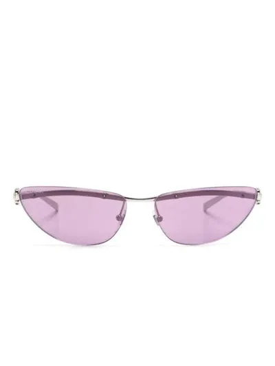 Gucci Oval-frame Sunglasses In 银色