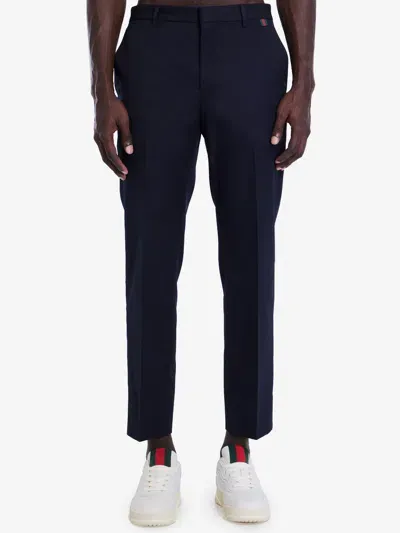 Gucci Pantaloni In Doppio Twill Di Cotone In Blue