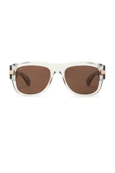 Gucci Rectangle Sunglasses In Grey & Brown