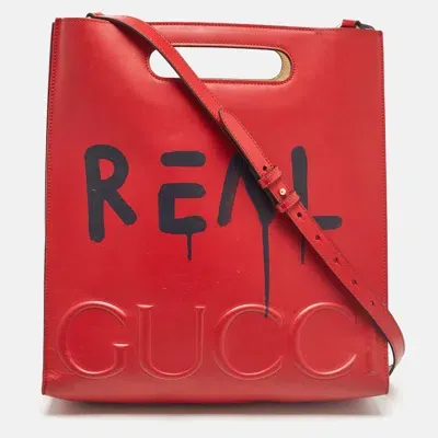 Pre-owned Gucci Red Leather Ghost Tote