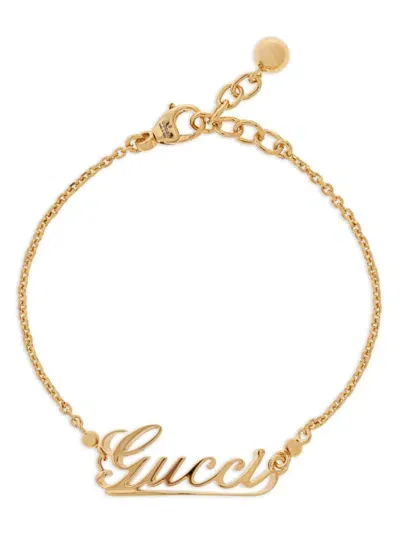 Gucci Script Logo Bracelet In Gold