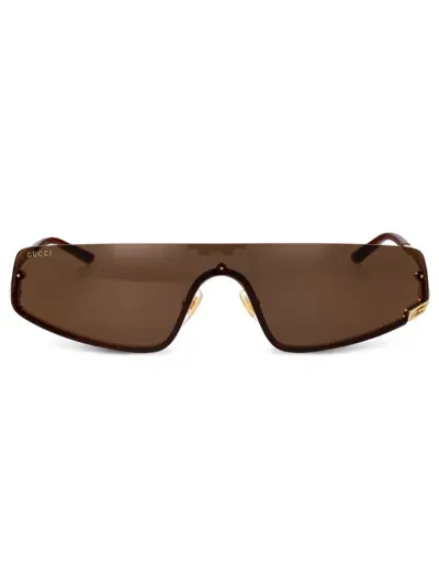 Gucci Shield-frame Sunglasses In Brown