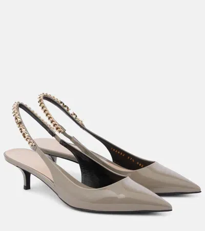 Gucci Signoria Patent Leather Slingback Pumps In Neutrals