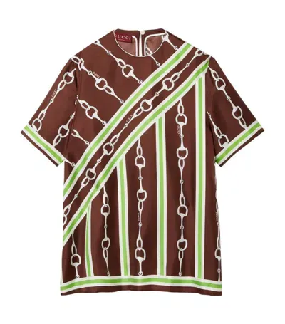 Gucci Silk Horsebit T-shirt In Braun