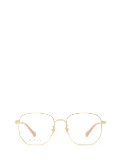 Gucci Square Frame Glasses In 003 Gold Gold Transparent