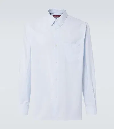 Gucci Striped Cotton Poplin Shirt In Blue