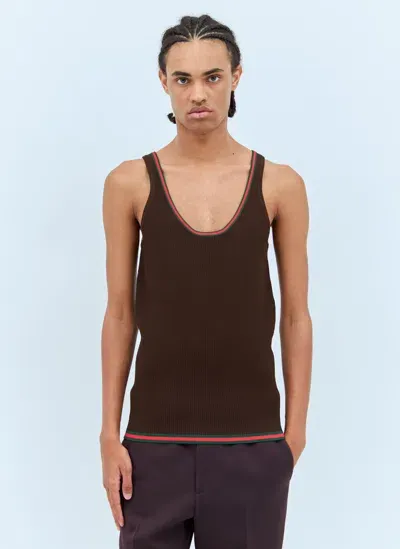 Gucci Web Tank Top In Brown