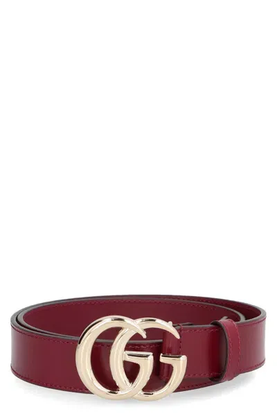 Gucci Elegant Red Leather Belt With Gold-tone Buckle 6x4.7 Cm