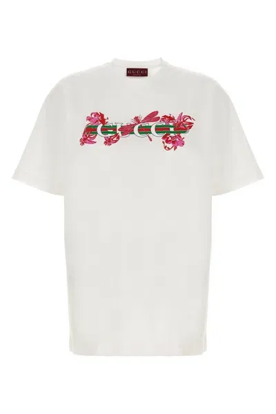 Gucci Women Logo Print T-shirt In White